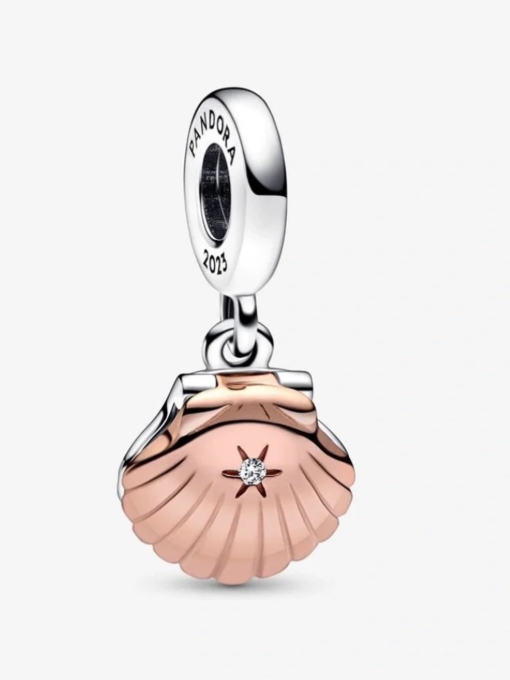 NWT Pandora Club 2023 Sea Shell & Treated Freshwater Cultured Pearl Dangle Charm